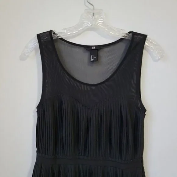 H&M Black Pleated Cocktail Party Dress Size Small - Picture 11 of 12